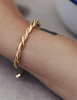 Gold Twist Cuff Bangle, Waterproof