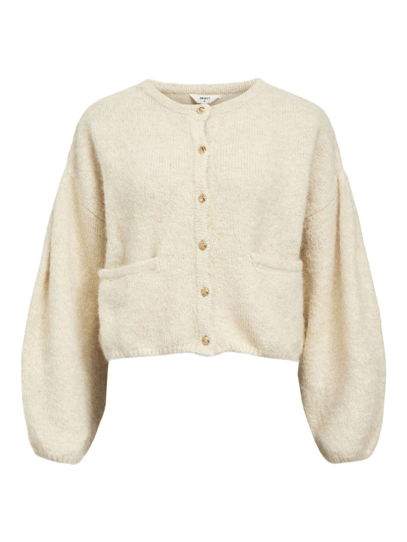 Cropped Cream Cardigan with Gold Buttons