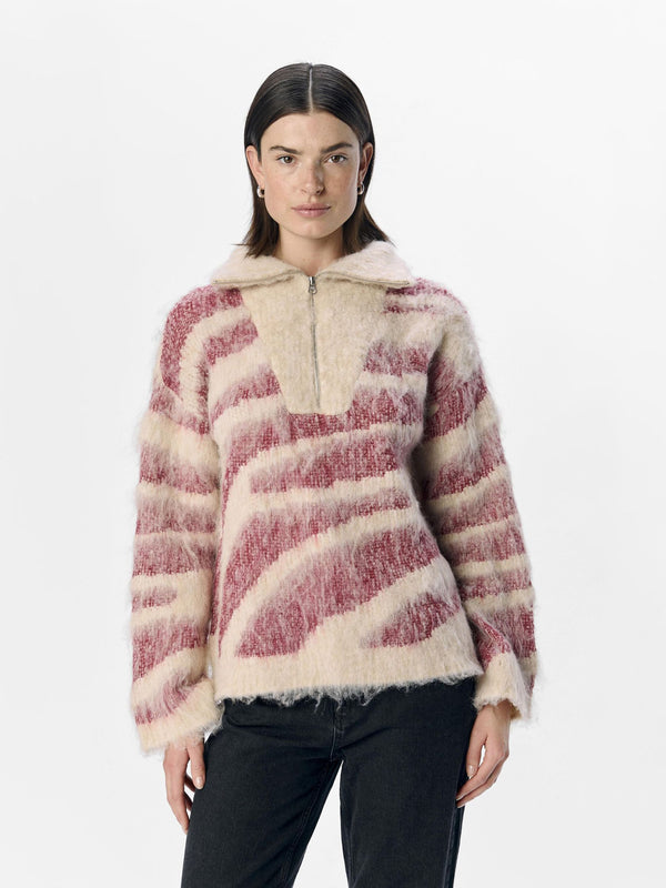 Pink and White High Neck Pullover