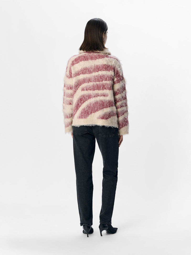 Pink and White High Neck Pullover