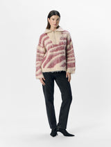 Pink and White High Neck Pullover