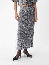 Silver Sequin Maxi Skirt