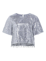 Silver Tassel Sequin Top