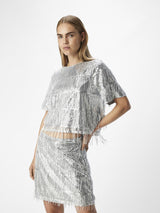 Silver Tassel Sequin Top