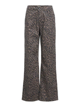 Wide Leg Leopard Print Jeans