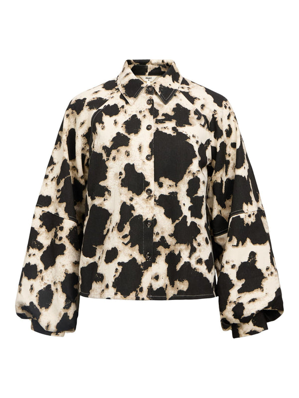 Cow Print Balloon Sleeve Jacket