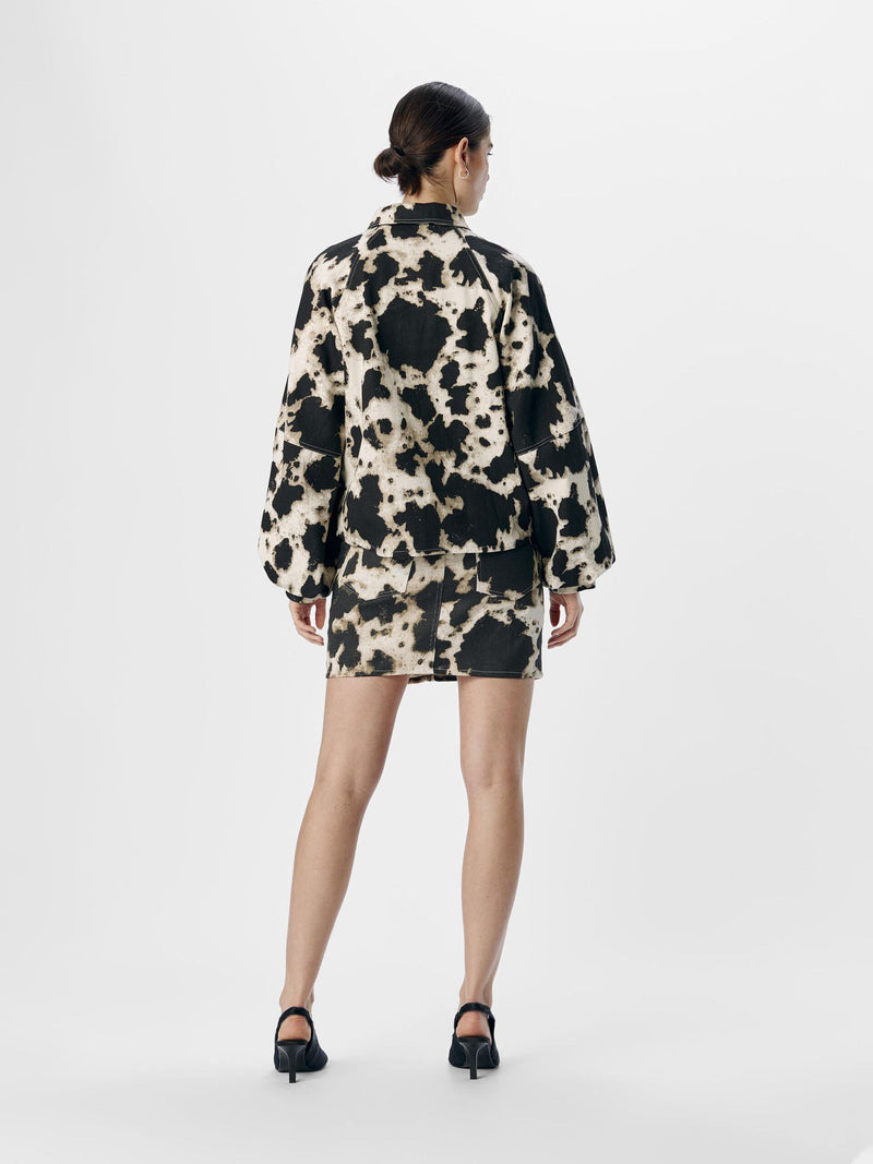 Cow Print Balloon Sleeve Jacket