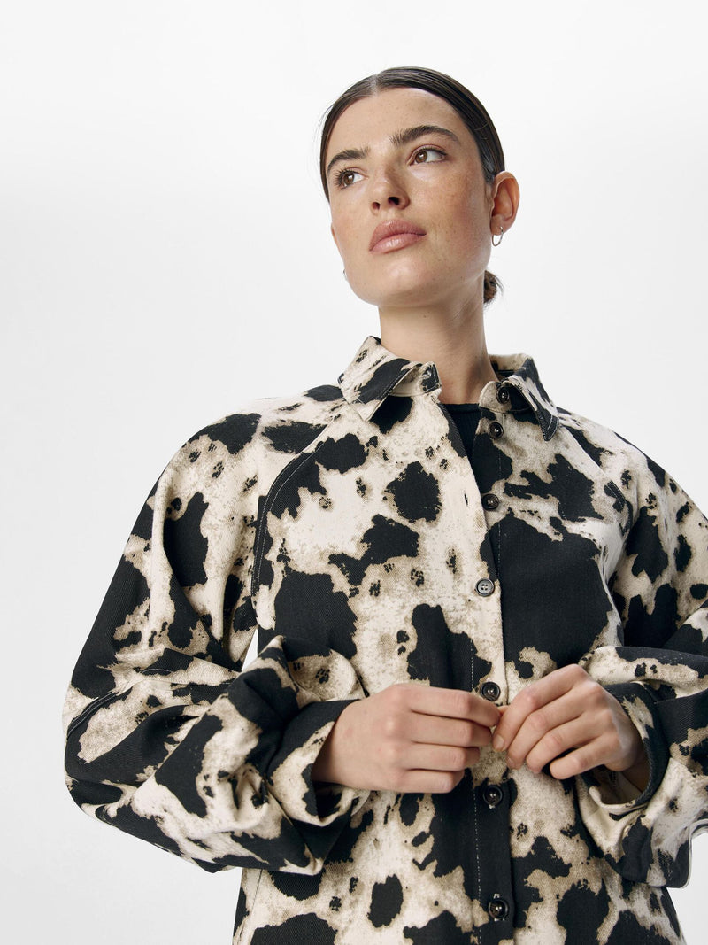 Cow Print Balloon Sleeve Jacket