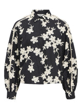 Embroidered Floral Black and White Shirt