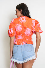 Sunshine Print Top with Front Ties