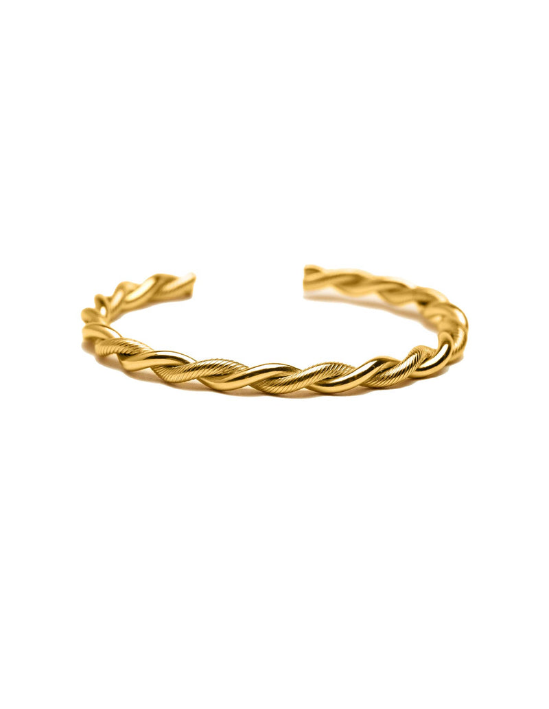 Gold Twist Cuff Bangle, Waterproof