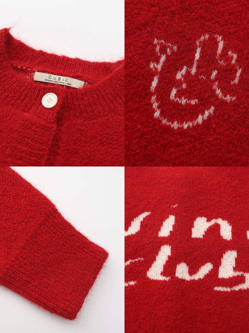 Red 'Wine Club' Cardigan