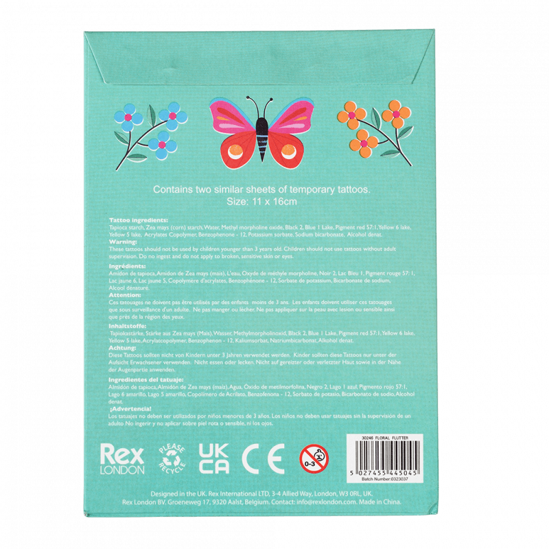 Floral Flutter Temporary Tattoos (2 Sheets) – Crane and Kind