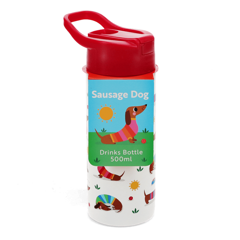 Stainless Steel Kids Water Bottle 500ml - Sunny Sausage Dog