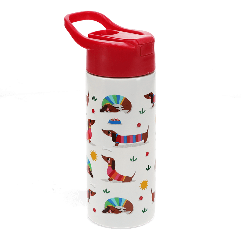 Stainless Steel Kids Water Bottle 500ml - Sunny Sausage Dog