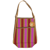 Striped Recycled Woven Bag - Yellow, Pink & Red