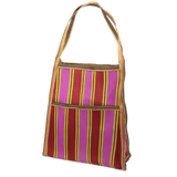 Striped Recycled Woven Bag - Yellow, Pink & Red