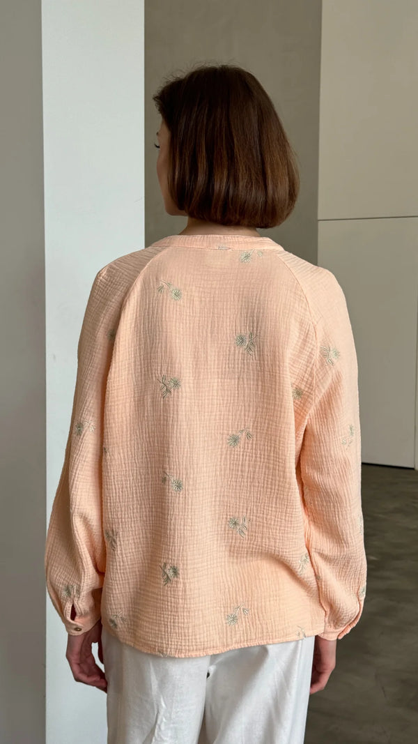 Zaina Embroidered Top - Apricot Blush