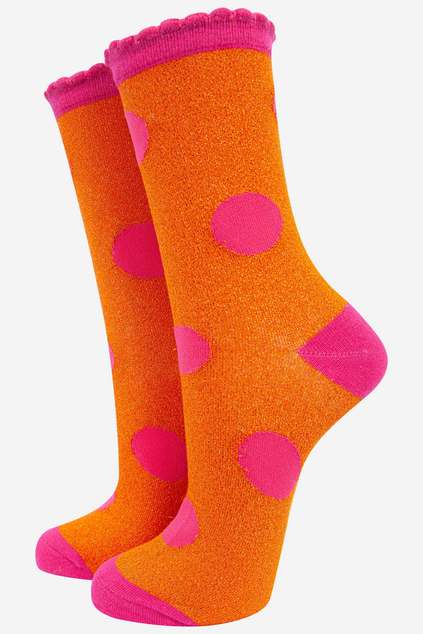 Women's Cotton Glitter Socks Large Polka Dot Spots: UK 3-7 | EU 36-40