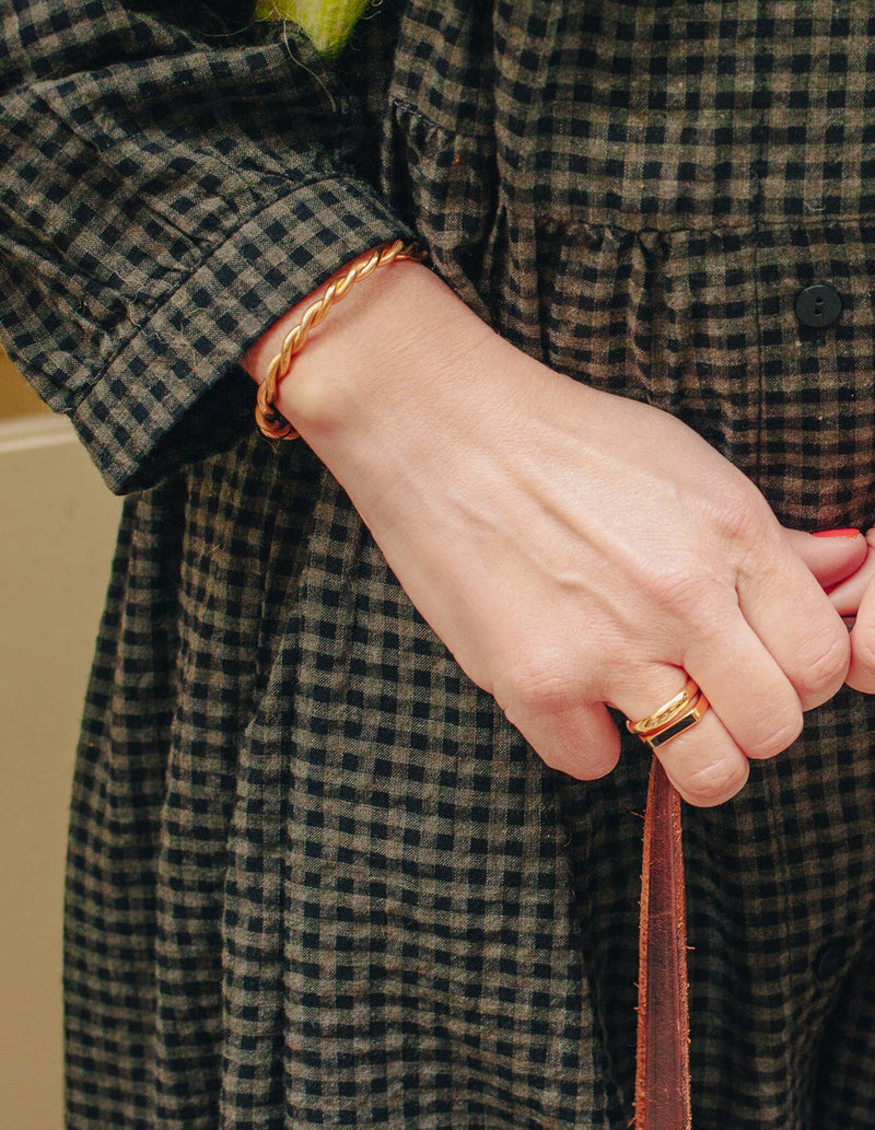 Gold Twist Cuff Bangle, Waterproof