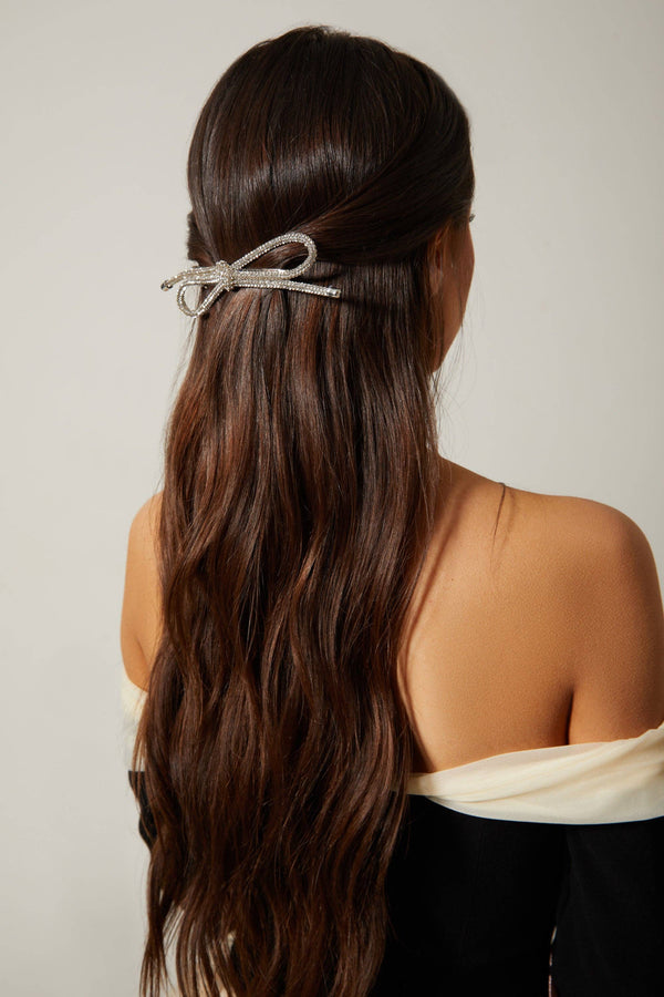 Diamante Embellished Hair Bow Clip