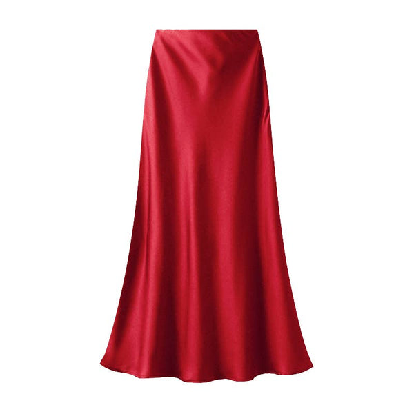 Satin Slip Skirt - Red