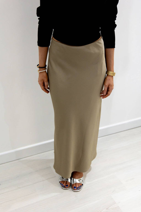 Satin Slip Skirt - Taupe