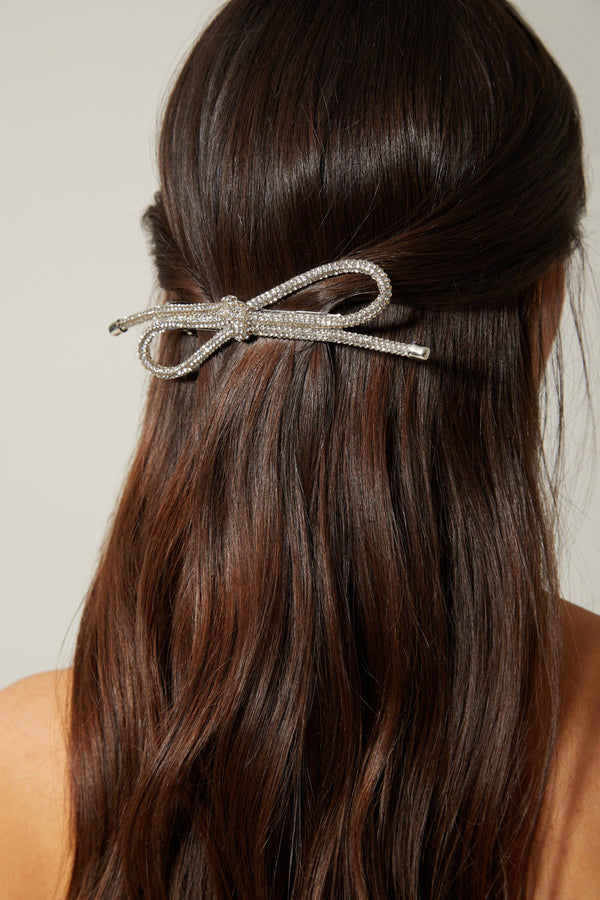 Diamante Embellished Hair Bow Clip