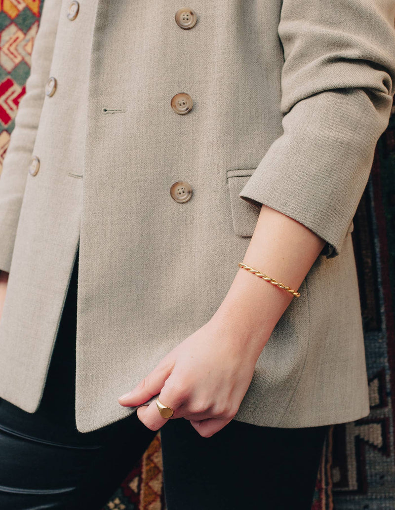 Gold Twist Cuff Bangle, Waterproof