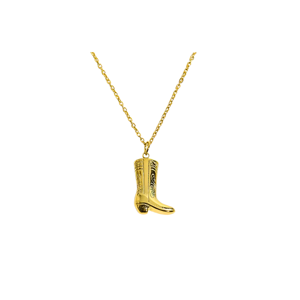 Cowboy Boot Necklace - Gold