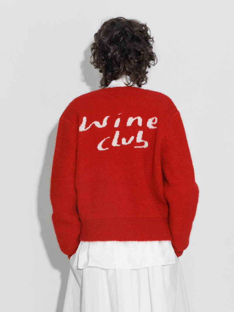 Red 'Wine Club' Cardigan