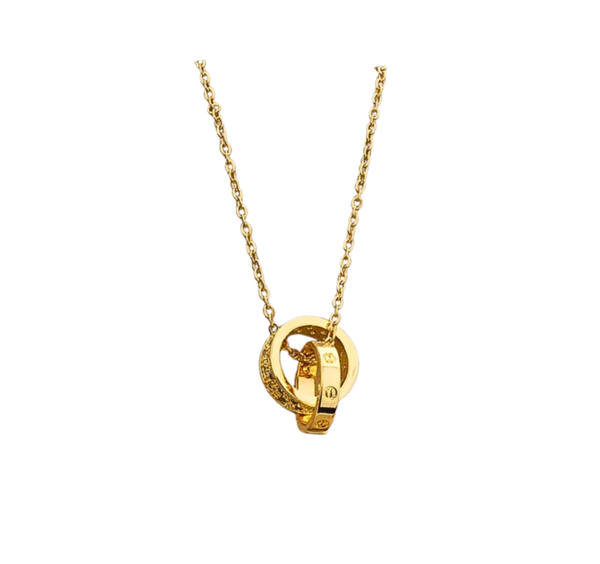 Double Ring Link Necklace - 18K Gold