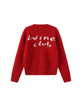 Red 'Wine Club' Cardigan