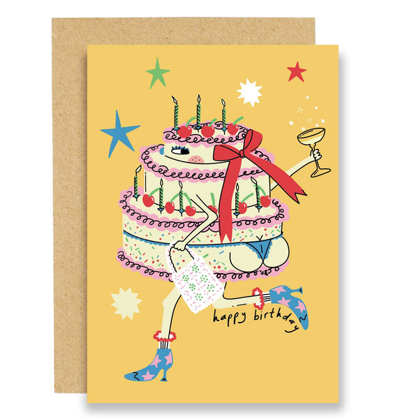 Just a Cake in Boots-  Birthday Card