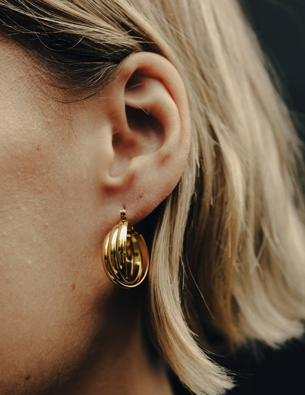 Gold Triple Entwine Hoop Earrings