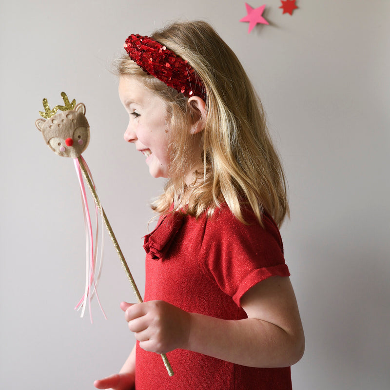 Red Sequin Velvet Headband