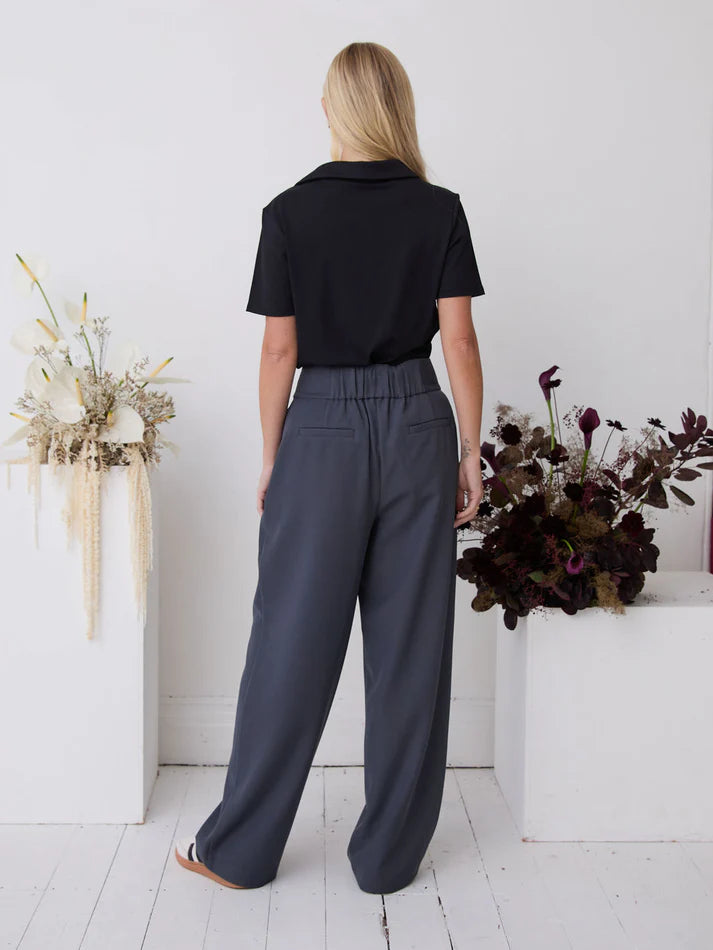 Wide Leg Slate Comfort Trousers