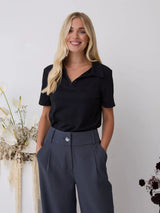 Wide Leg Slate Comfort Trousers