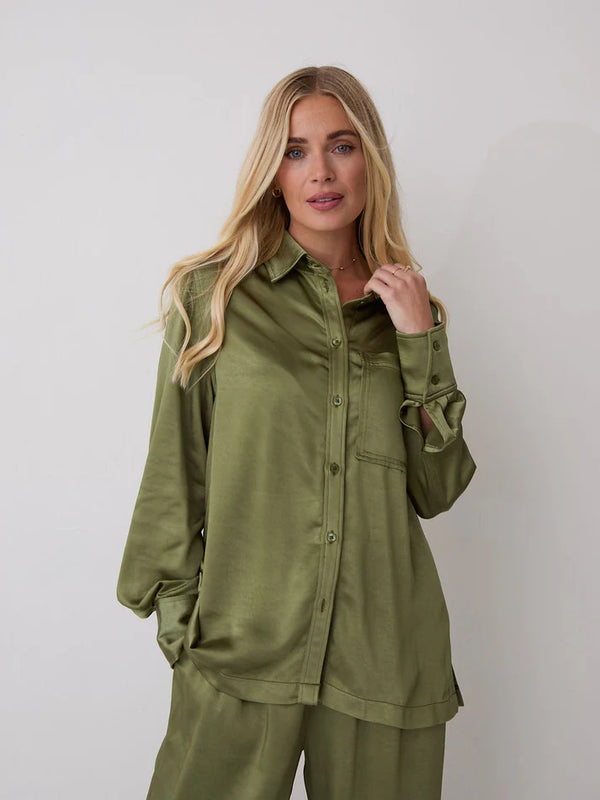 Khaki Satin Shirt