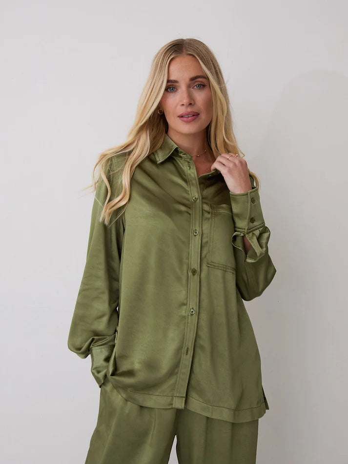 Khaki Satin Shirt