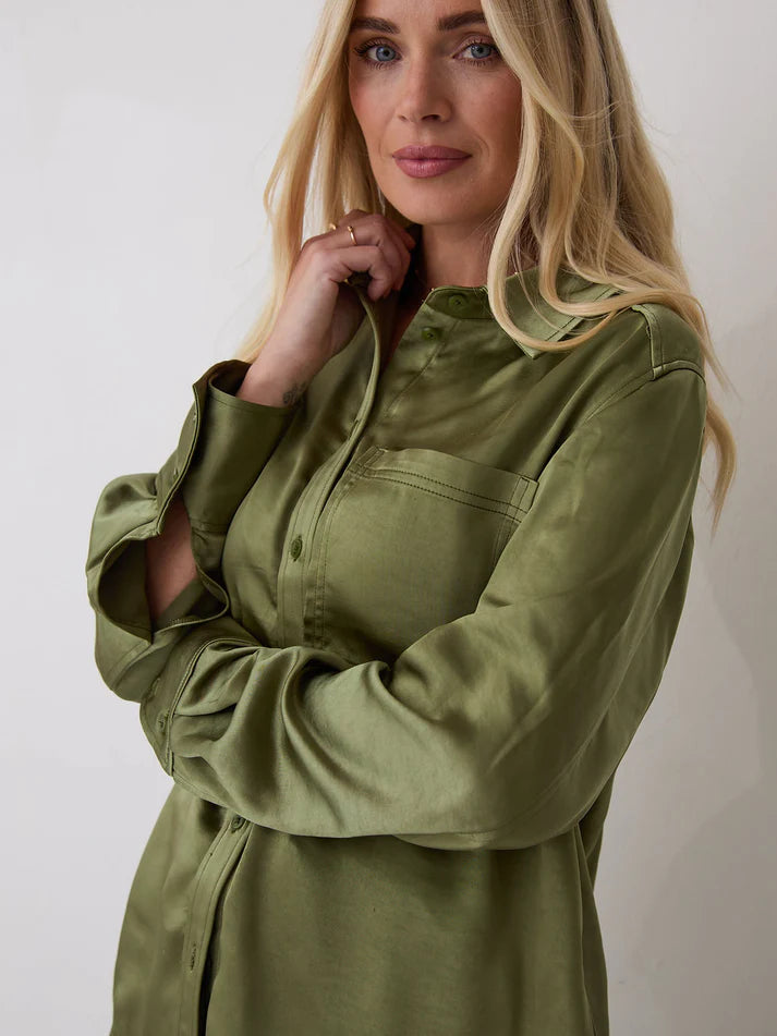 Khaki Satin Shirt