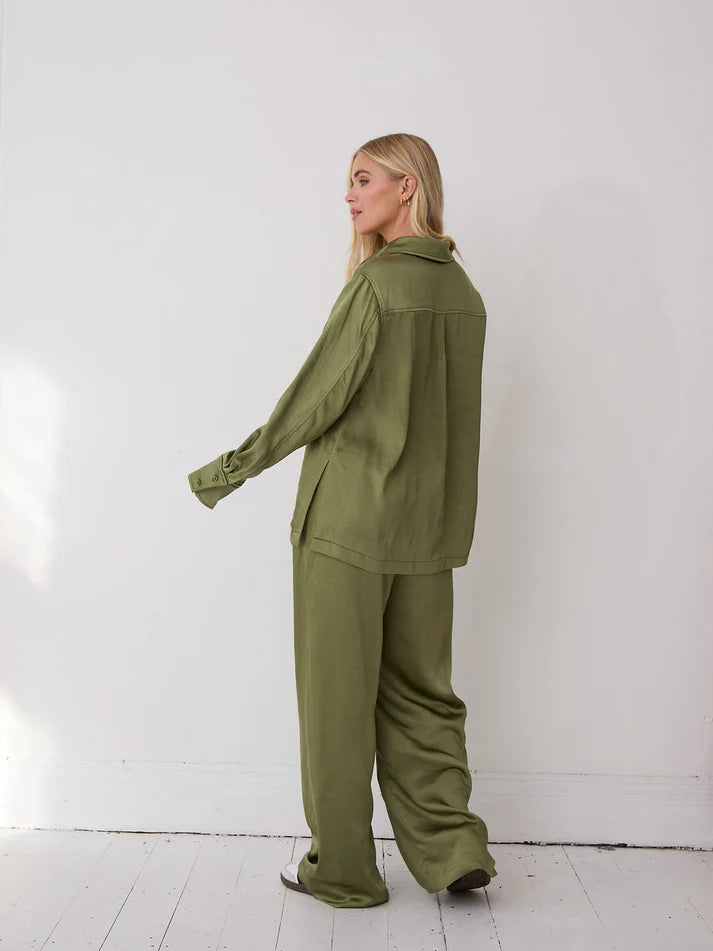 Khaki Satin Trousers