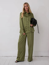 Khaki Satin Trousers