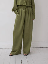 Khaki Satin Trousers