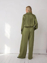 Khaki Satin Trousers