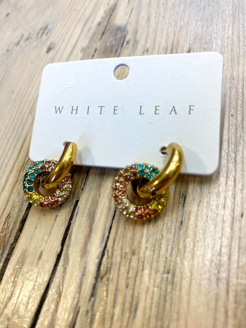 Linked Hoop Earrings - Gold & Rainbow