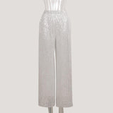 Sequin Flare Trousers - Silver