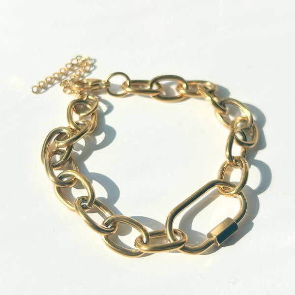 Paper Clip Chain Bracelet - Gold