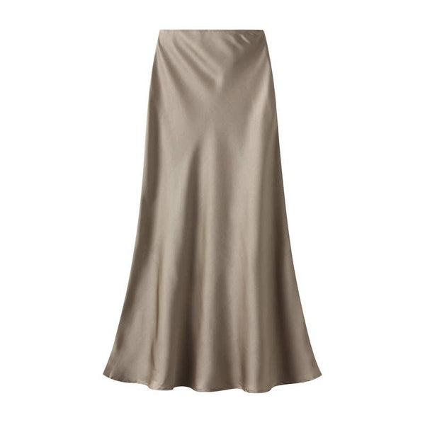 Satin Slip Skirt - Taupe