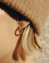 Gold Hammered Hoop Earrings, Waterproof